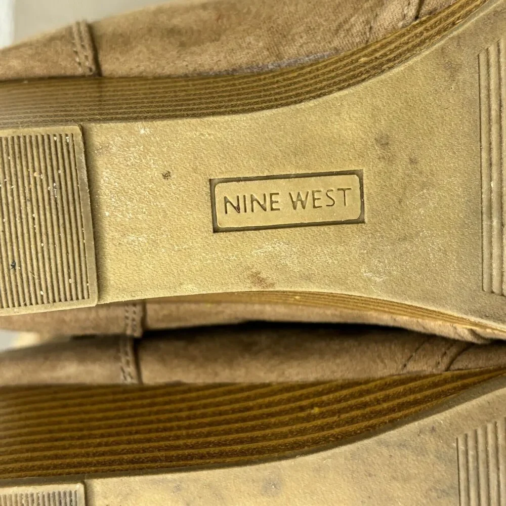 Nine West‎ Lotus Brown Fabric Mid Wedge Ankle Bootie Womens Size 6M
